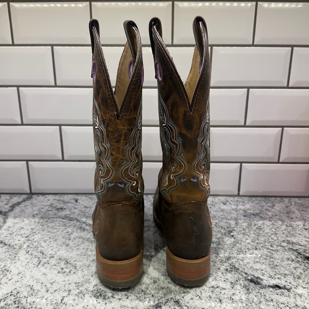 Double H Womens DH5477 Brown Leather Safety Toe Western Work Boots 7.5 M USA - Picture 4 of 14
